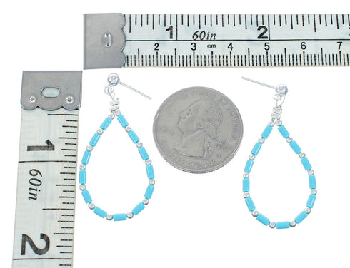 Man Made Turquoise Sterling Silver Post Dangle Earrings X10277